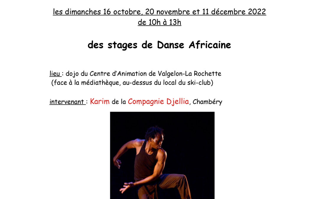 Octobre, novembre, décembre – Stages danse africaine